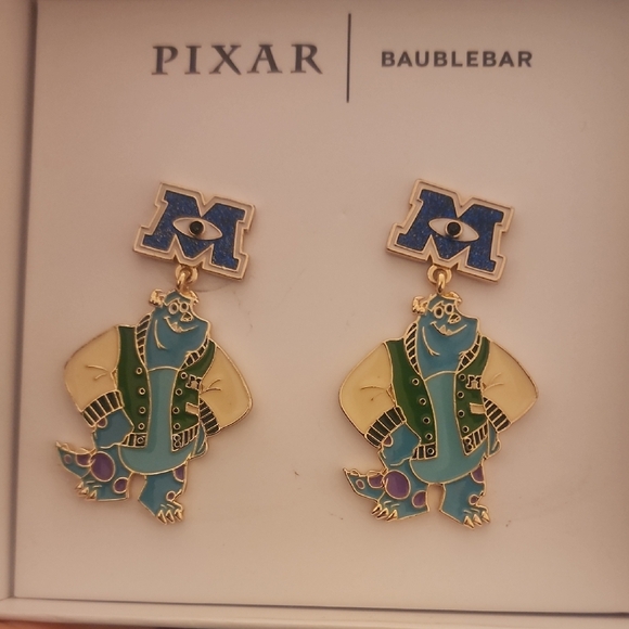 BaubleBar Jewelry - BaubleBar Pixar Monsters Inc Earrings - Blue, Green, and Gold Sulley